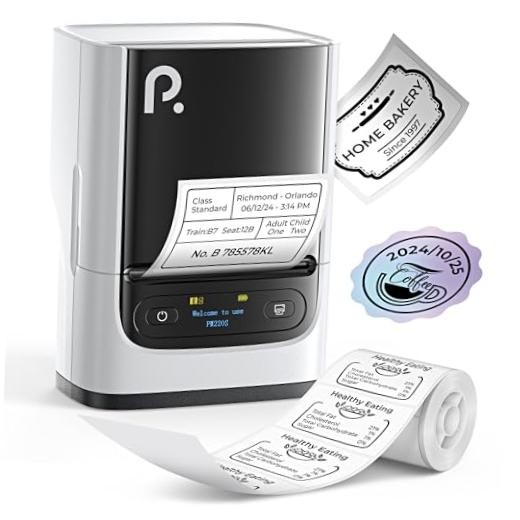 White PM220S Label Maker with Tape, Bluetooth, Easy to White