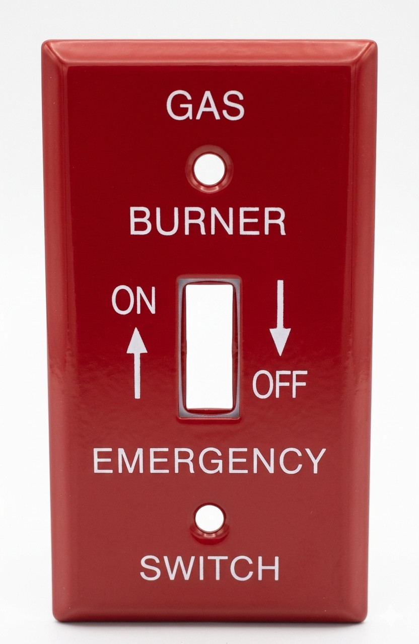 Morris 83495 Red Emergency Gas Burner Switch Plate, Single Gang
