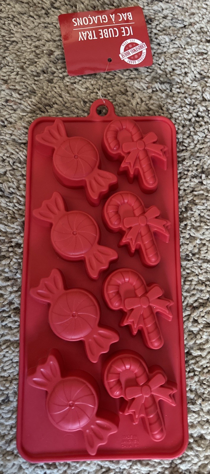 Christmas Candy Canes & Candy Ice Cube Tray Novelty Ice Cubes 8 Molds