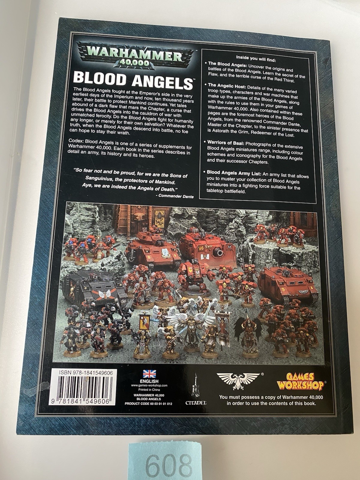 40k 4th Ed Blood Angels Codex, OOP Softcover Book, V.Good Condition
