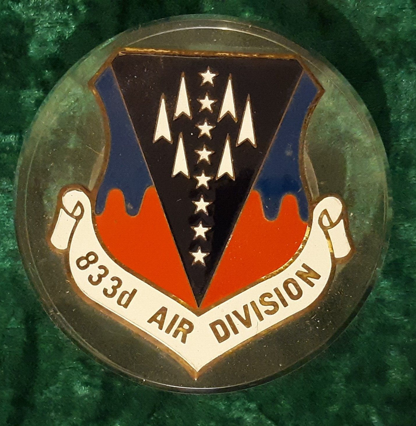Vintage 1980s U.S.A.F. 833rd Air Division Paperweight