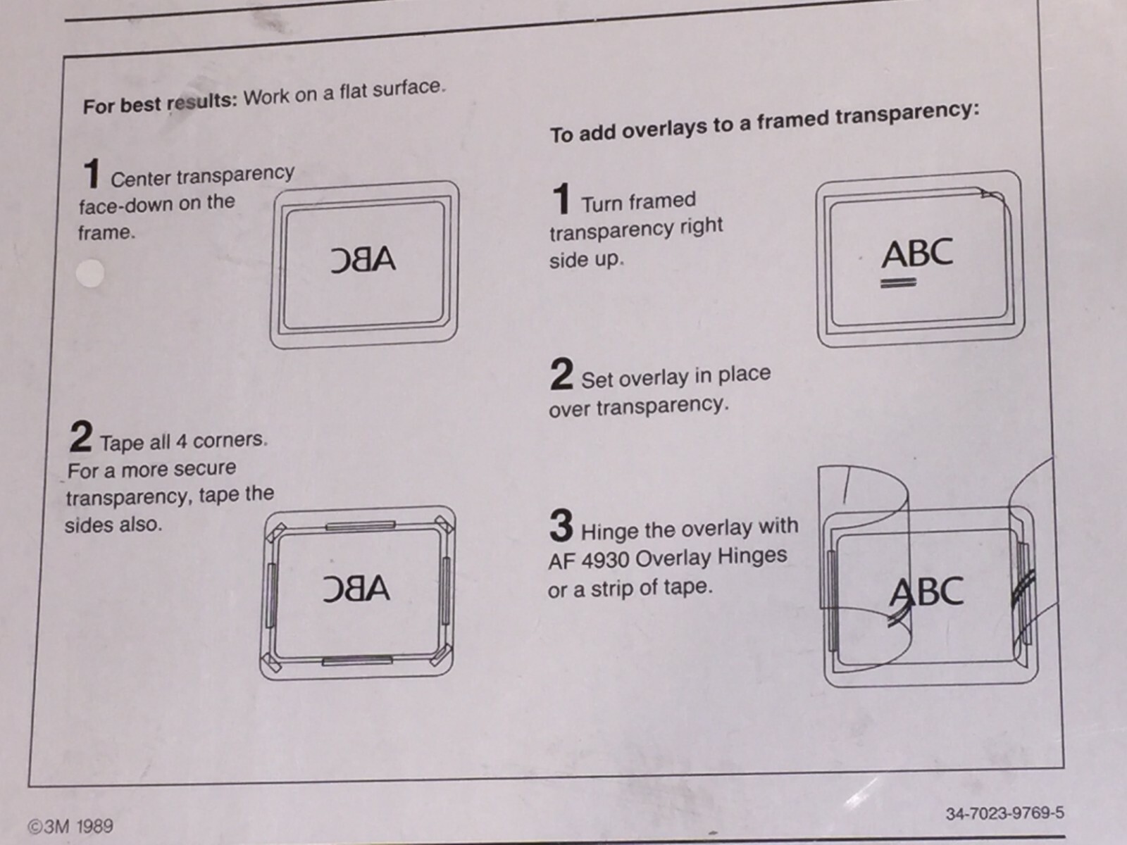 3M Cardboard Transparency MOUNTING FRAMES RS 7120 in Storage Box White Board