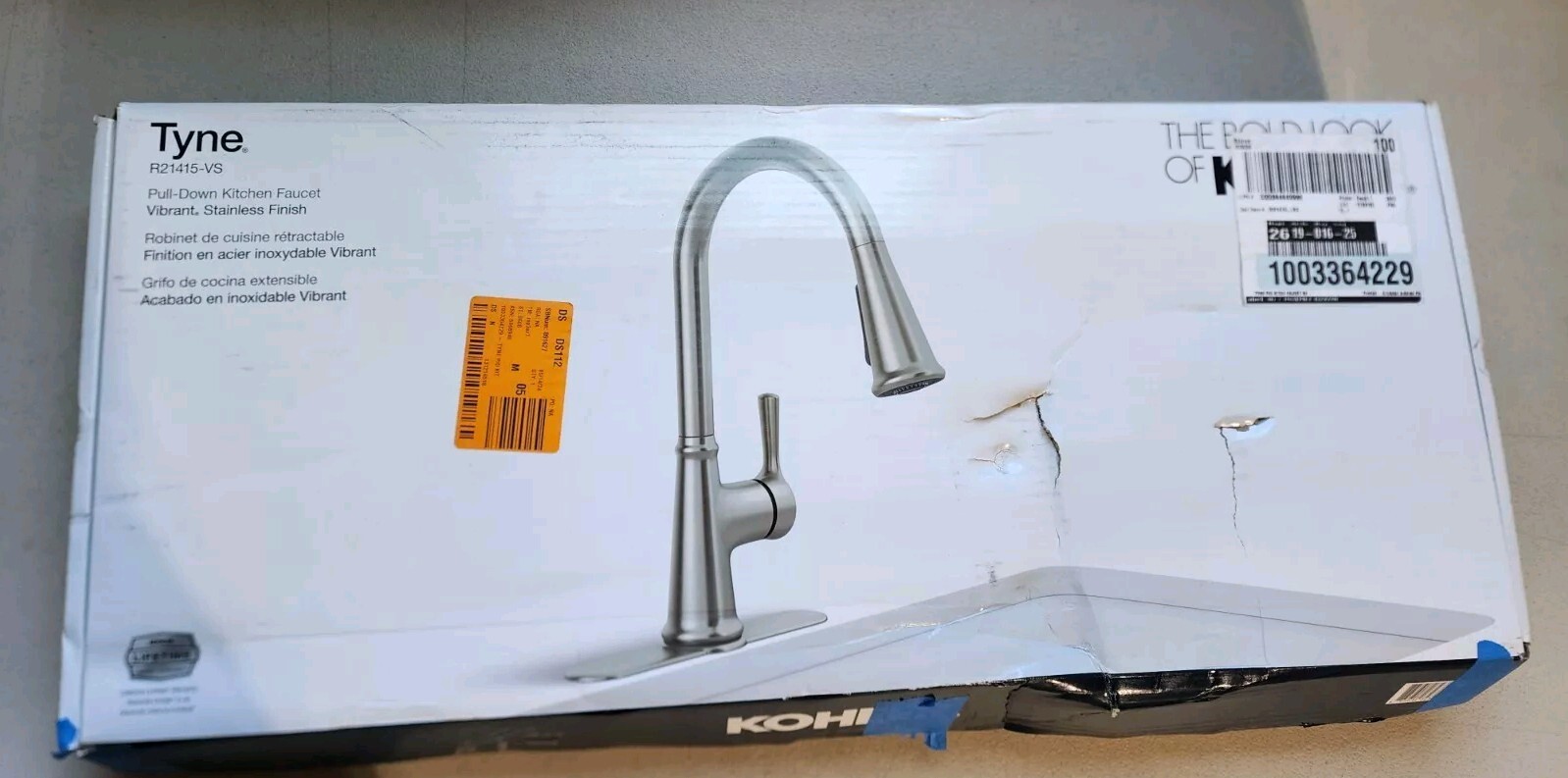 KOHLER Tyne Single Pull-Down Sprayer Kitchen Faucet Vibrant Stainless R21415-VS