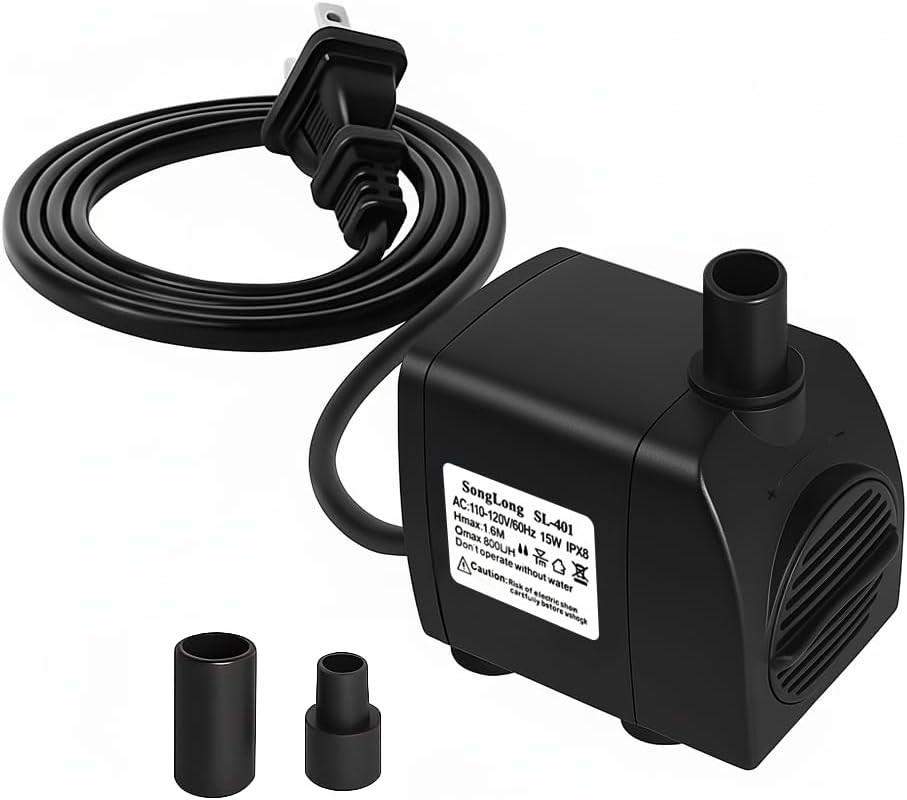 Submersible Pump 200GPH (800 L/H 15W) Ultra Quiet with over Heating Protection 5
