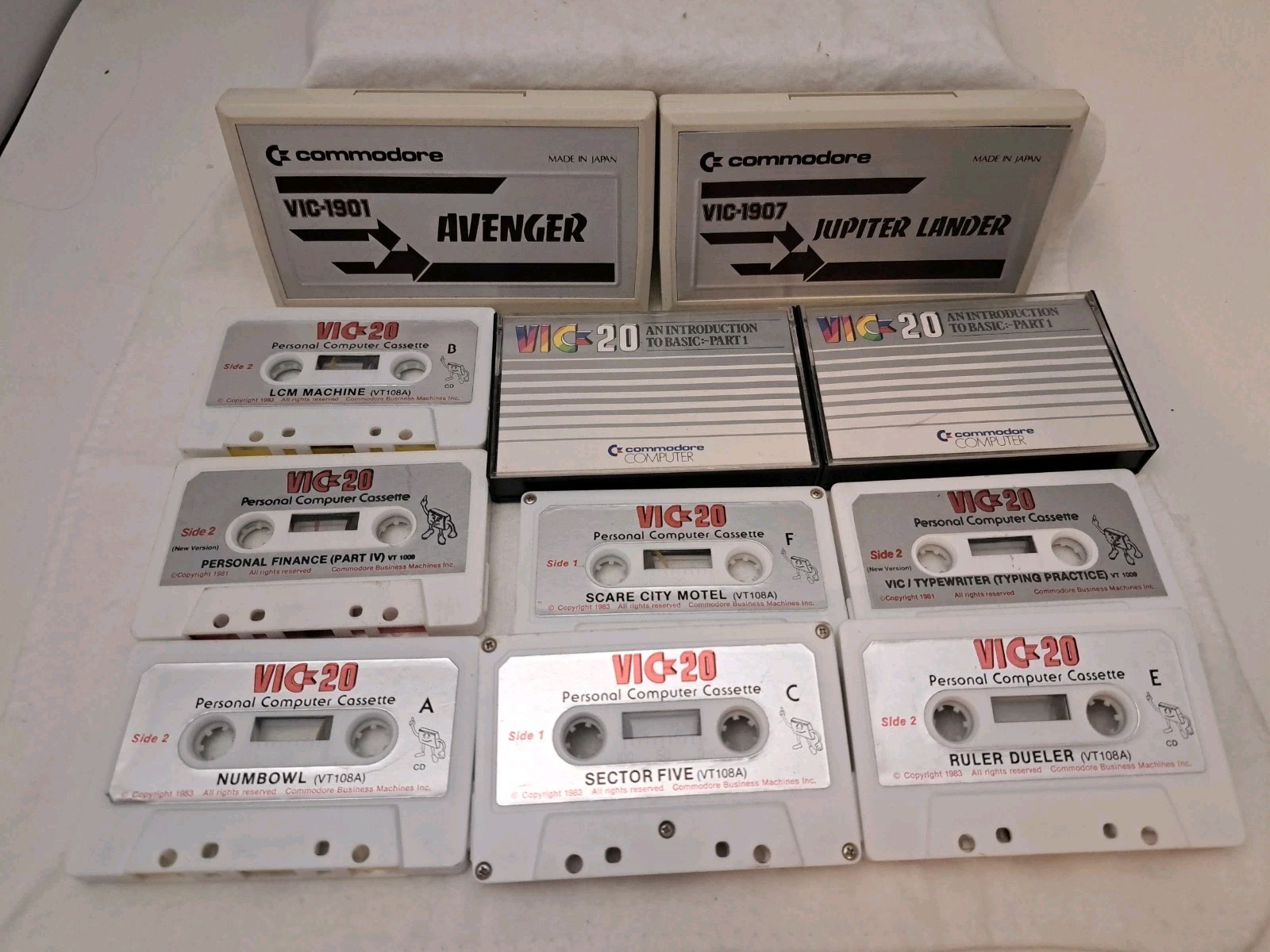 Commodore VIC-20 Software Lot Cartridges Jupiter Lander Cassette Tapes Vintage