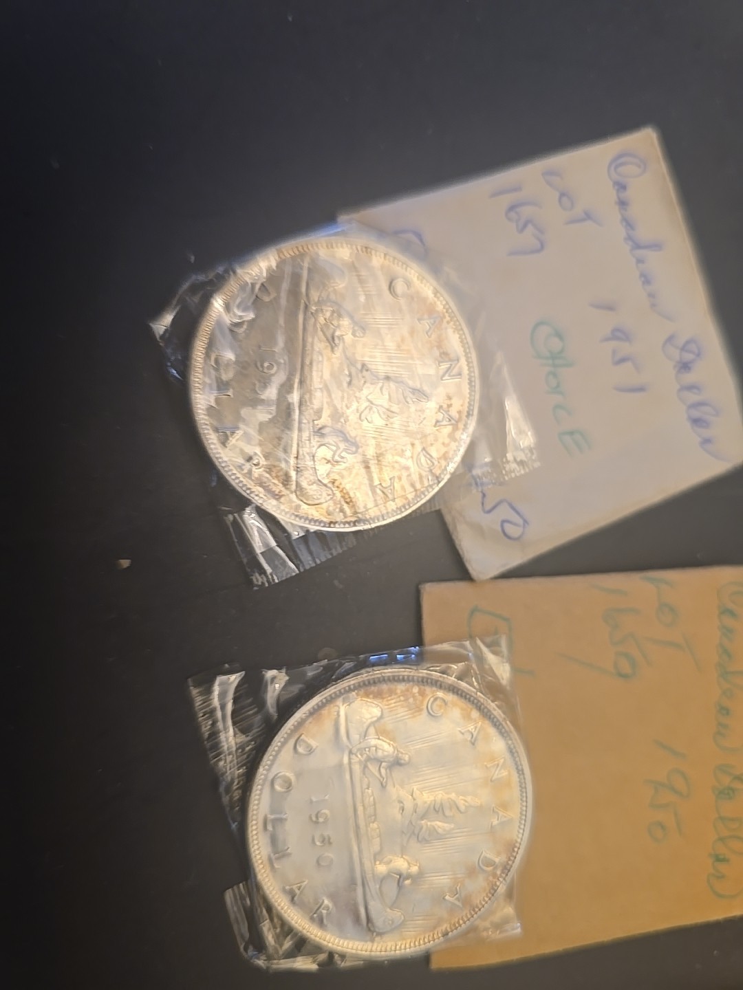 1949, 1950,1951 canada silver dollars. BU Original Packaging