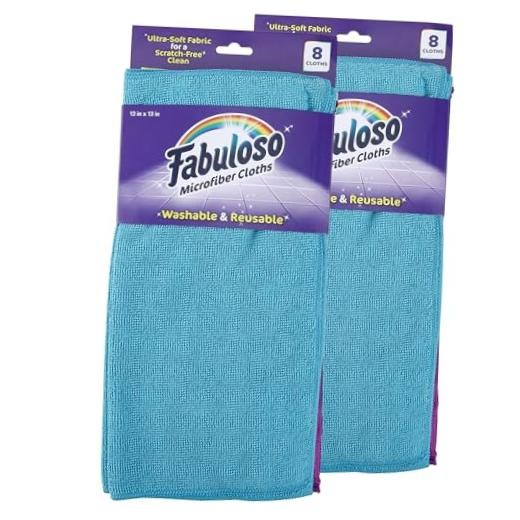 Microfiber Cleaning Cloths for Home & Car, Lint 8 Count (Pack of 2) Rainbow