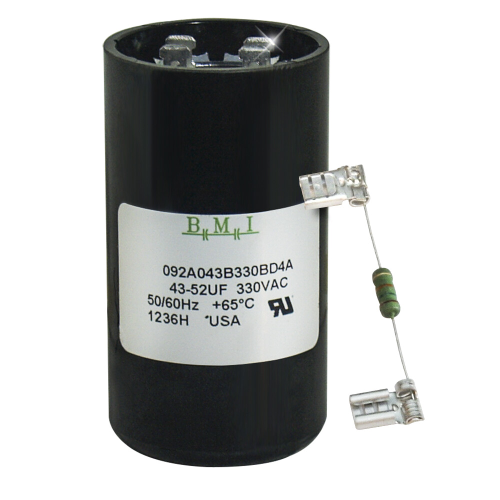 43 - 52 uF x 330 VAC BMI # 092A043B330BD4A Motor Start AC Capacitor w/ Resistor