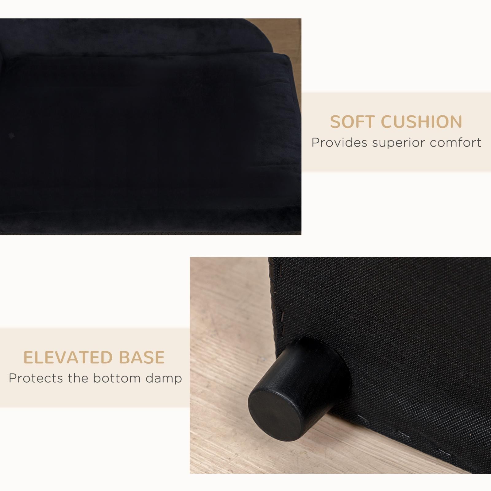 Storage Sofa for Pets Black Compressed Foam Dog Sofa Thick Cushioned Pet