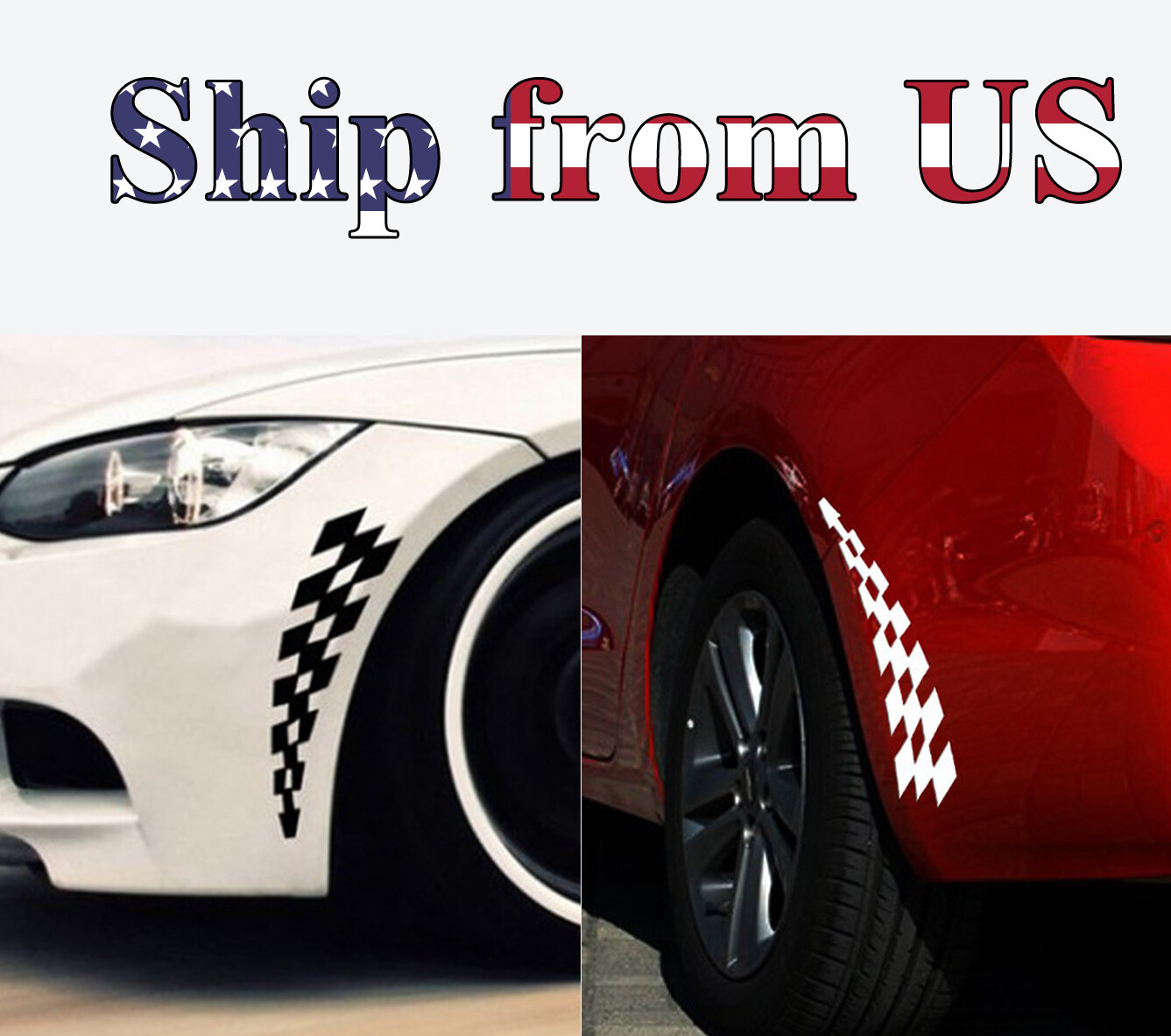 2 Pcs Plaid Racing Sports Decal Side Fender Eyebrow Race Car Bumper Stickers