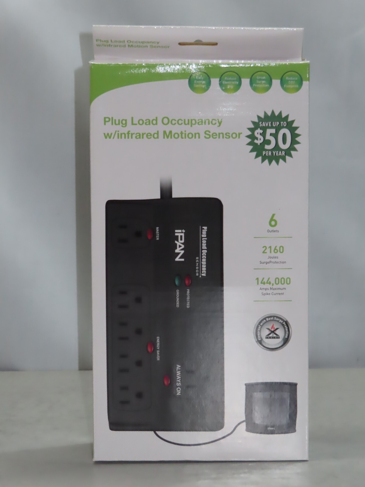 NEW- IPAN Surge Protector Plug Load Occupancy -Infrared Motion Sensor SP1601P600