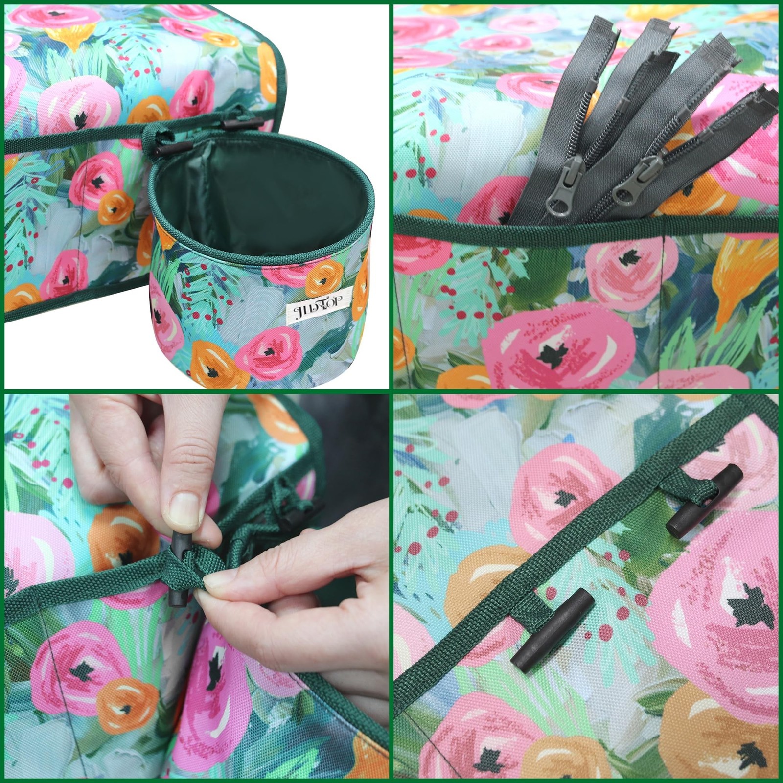 Sewing Machine Pad for Table with Pockets, Non-Slip Floral Mat, Organizer for...