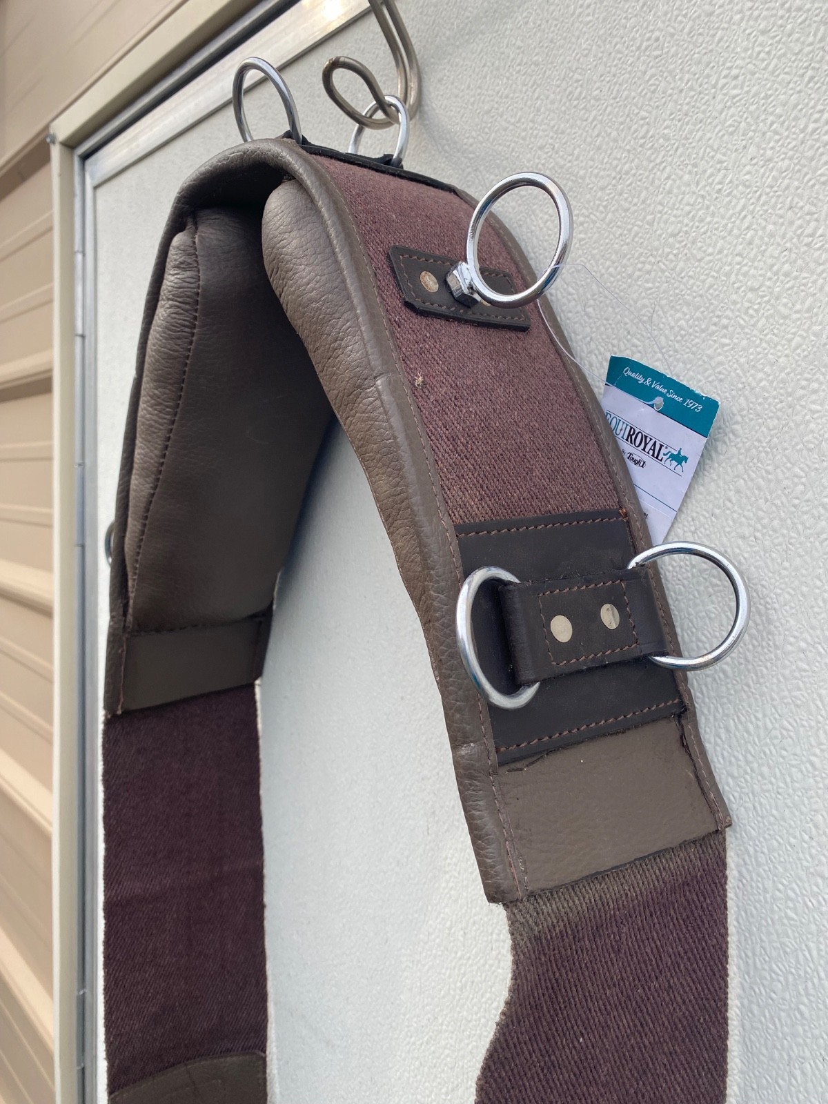 Draft horse size lunging/training surcingle cotton web w/leather