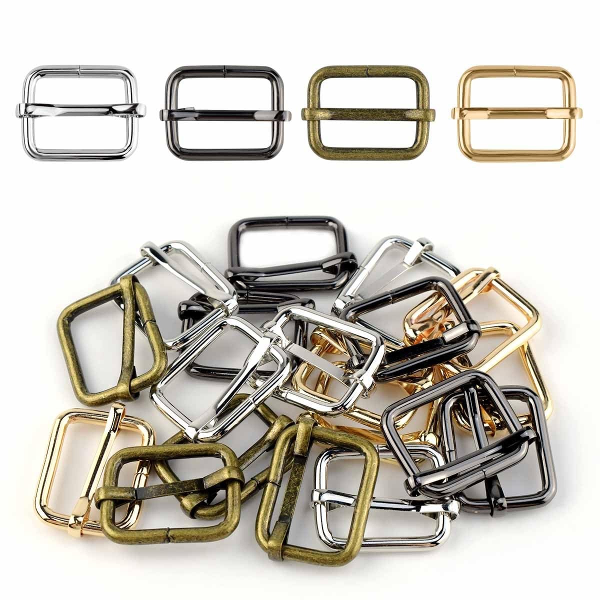 20 Pack Metal Roller Buckle Ring 1 Inch Multi-Purpose Webbing Slider for Stra...