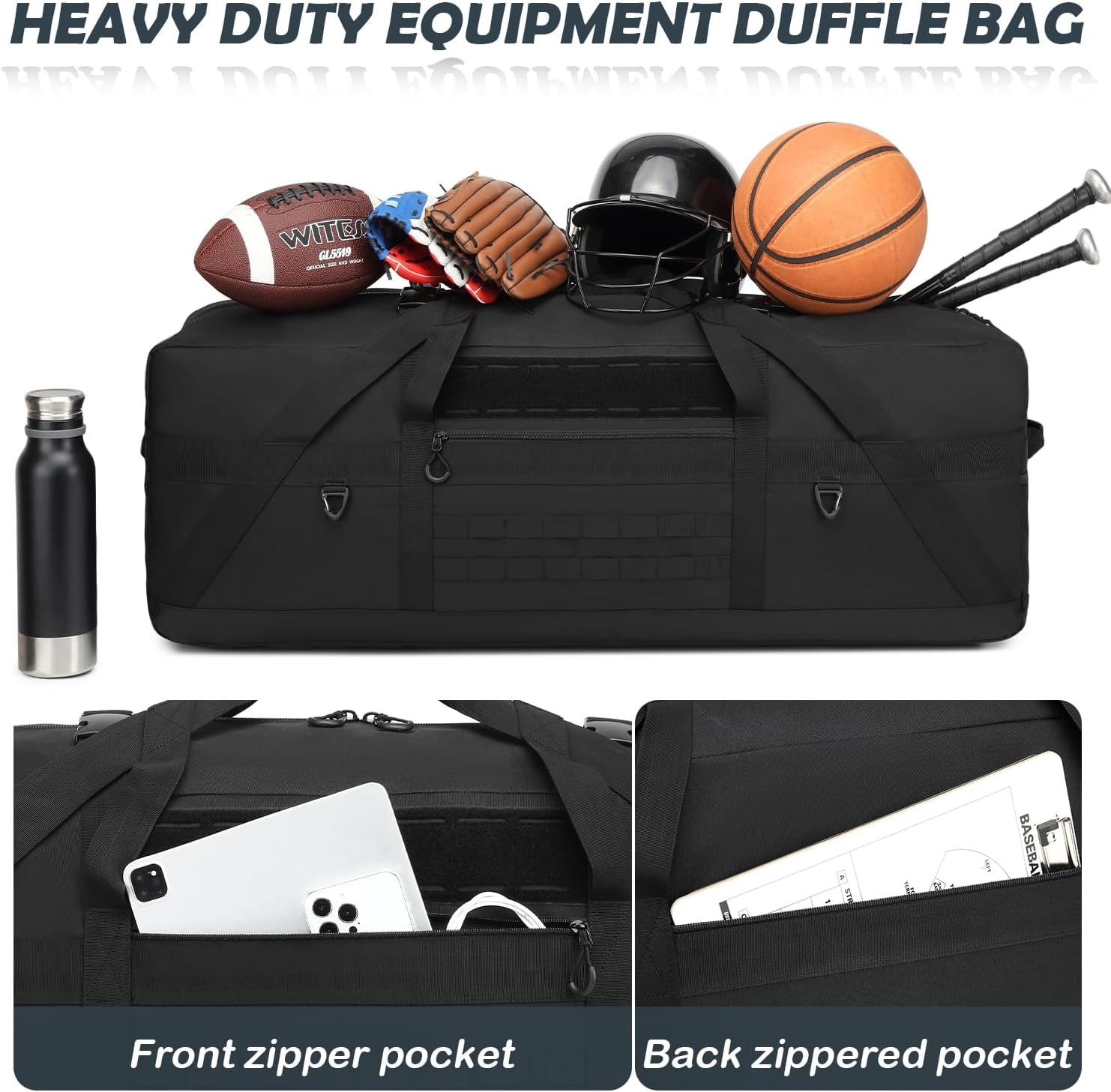 45" Extra Large Duffle Bag, Heavy Duty Duffle Bag with Multiple Pockets | Per...