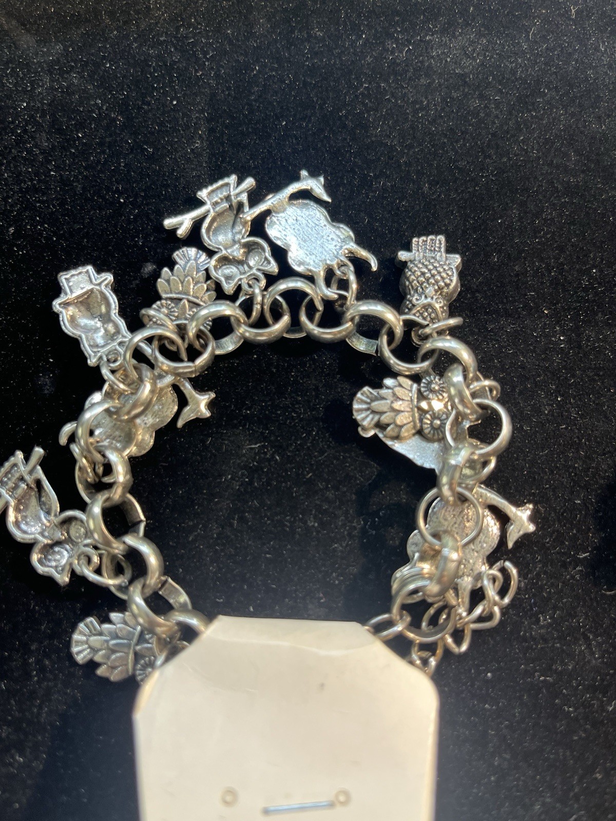 H416~ 2 Bracelets - Shell Bead & Silver Stretch & Chain Featuring Owl Charms