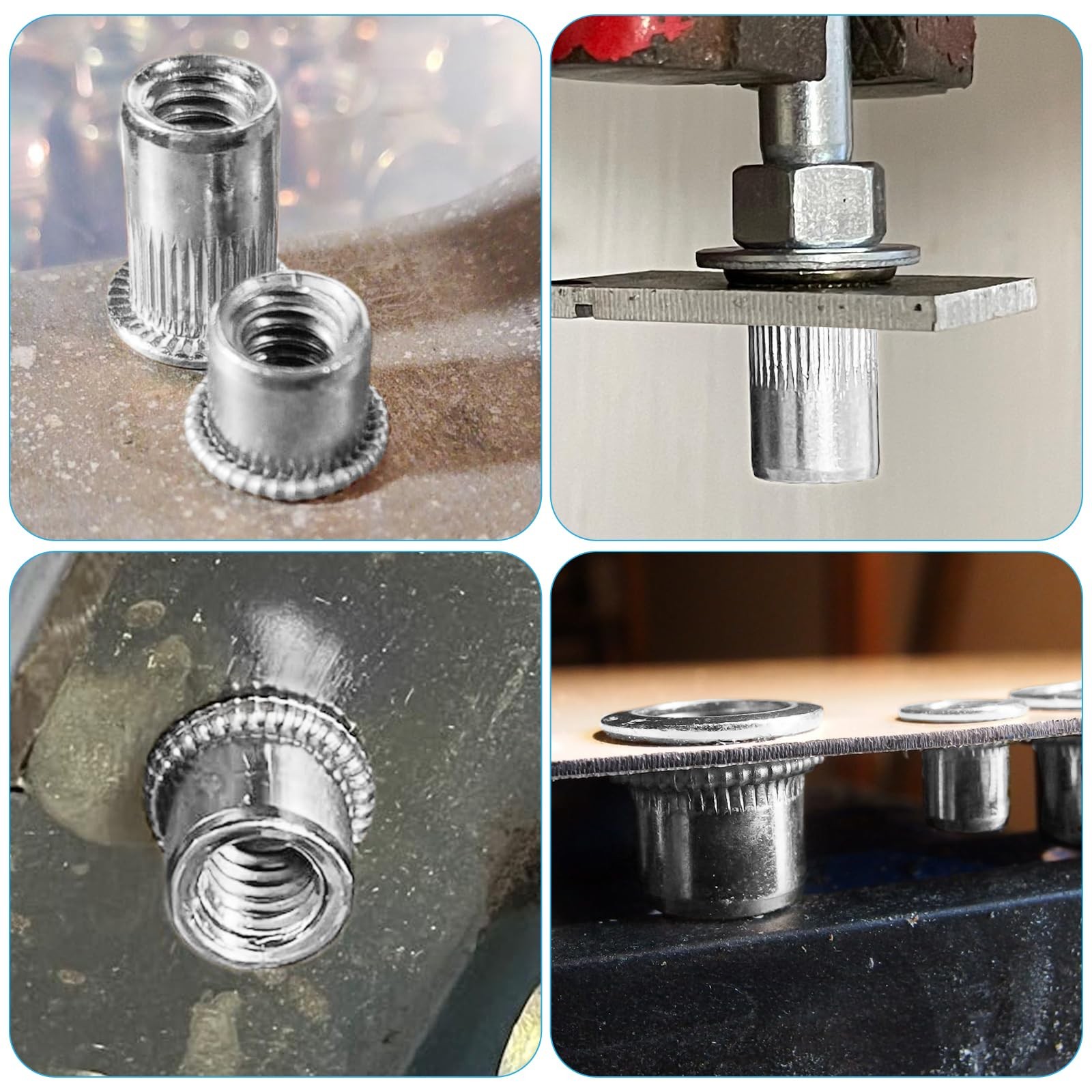 50 PCS M8 Rivet Nuts 304 Stainless Steel Flat Head Rivnut Threaded Insert