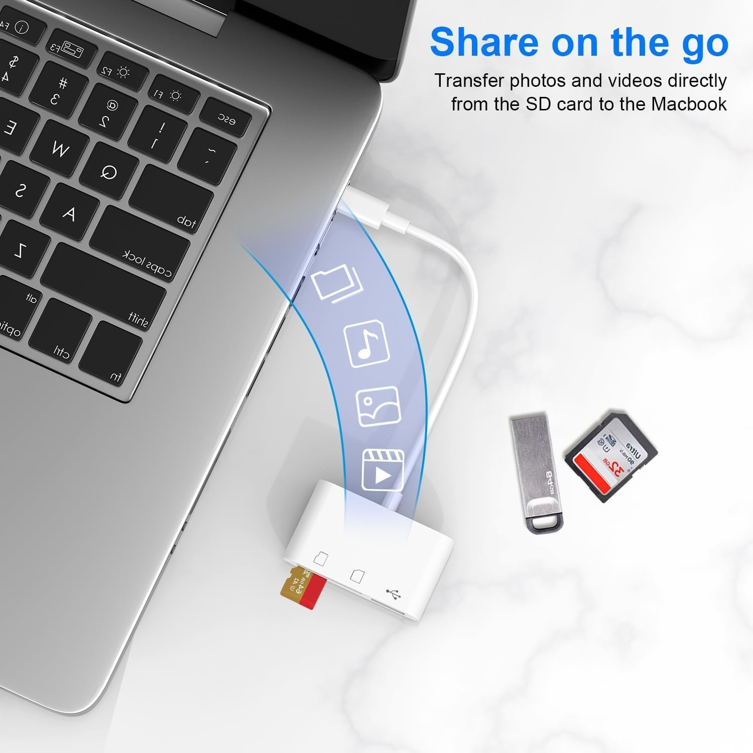1PCS USB C to SD Card Reader, SD/TF/USB 3-in-1 Memory Card Reader, Compatible...