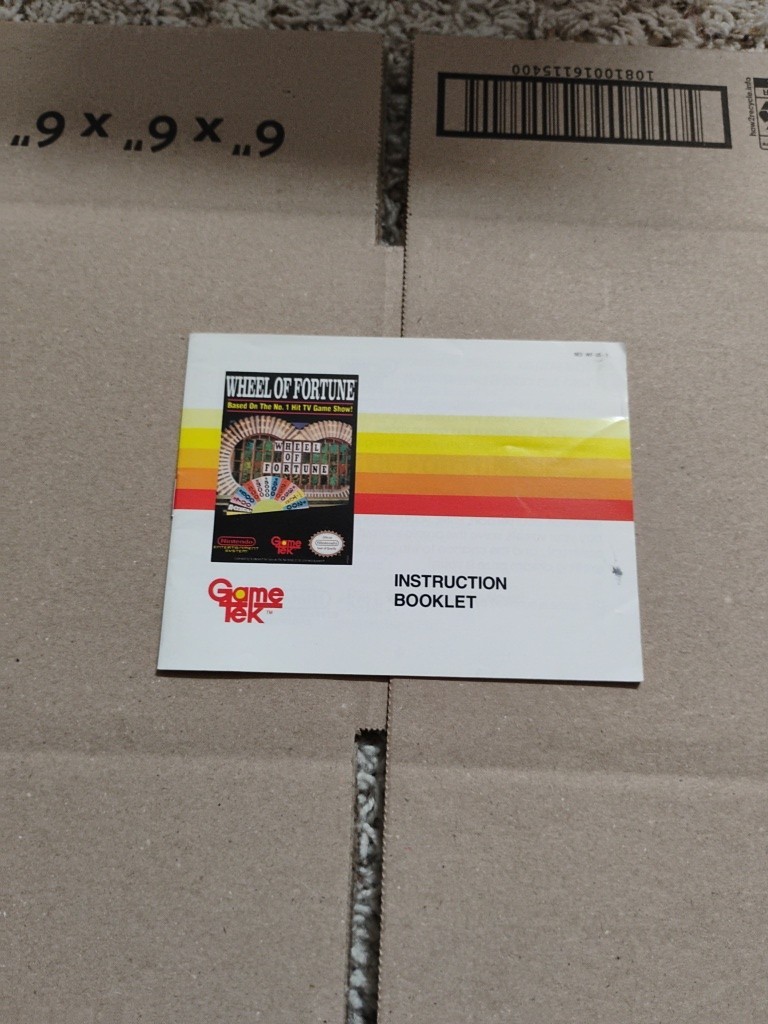 Wheel of Fortune Nintendo NES Manual Only - Instruction Booklet NES-WF-USA