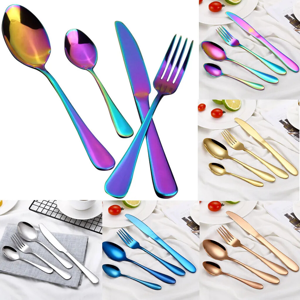 4pcs Silverware Set Flatware Cutlery Sets Stainless Steel Knife Fork Spoon US