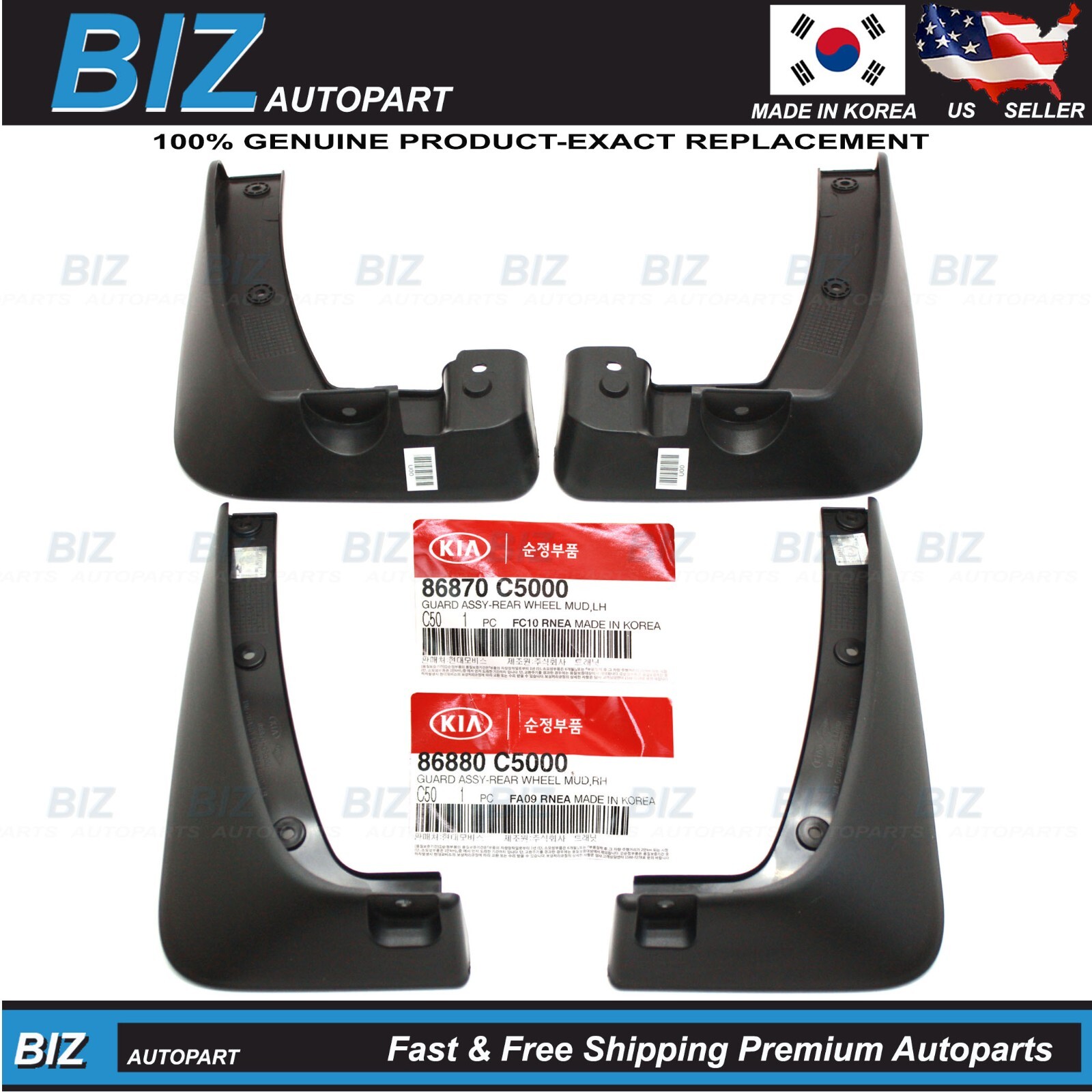 Genuine 4PCS Front & Rear Splash Mud Guard Set for 2016-2020 Kia Sorento