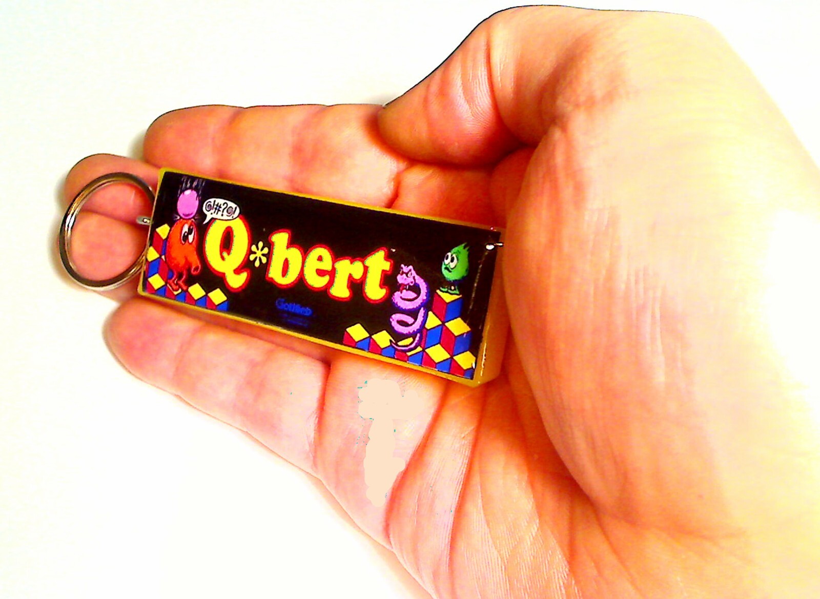 Q-Bert Arcade Marquee Coin Door accessory Keychain