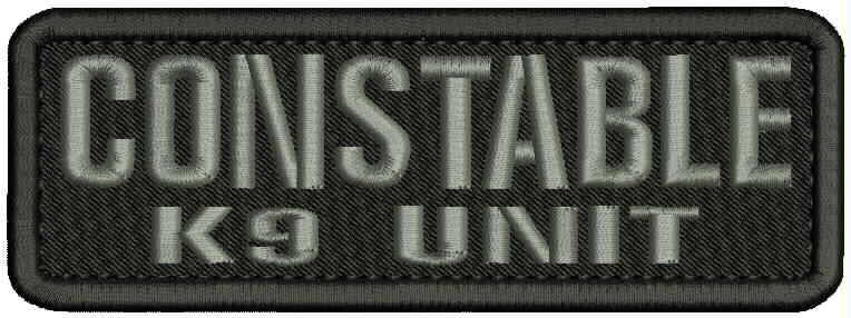 CONSTABLE K9 UNIT EMBROICERY PATCH 2X6 HOOK ON BACK GRAY ON BLACK