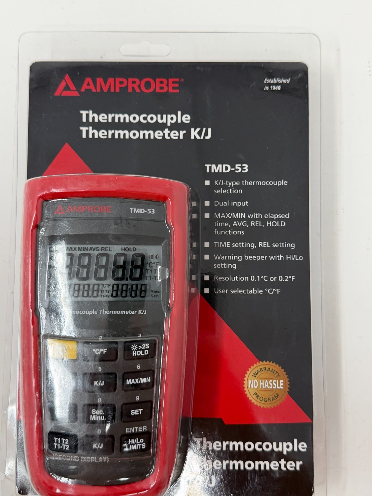 Amprobe TMD-53 K/J Type Dual Input Thermocouple Thermometer