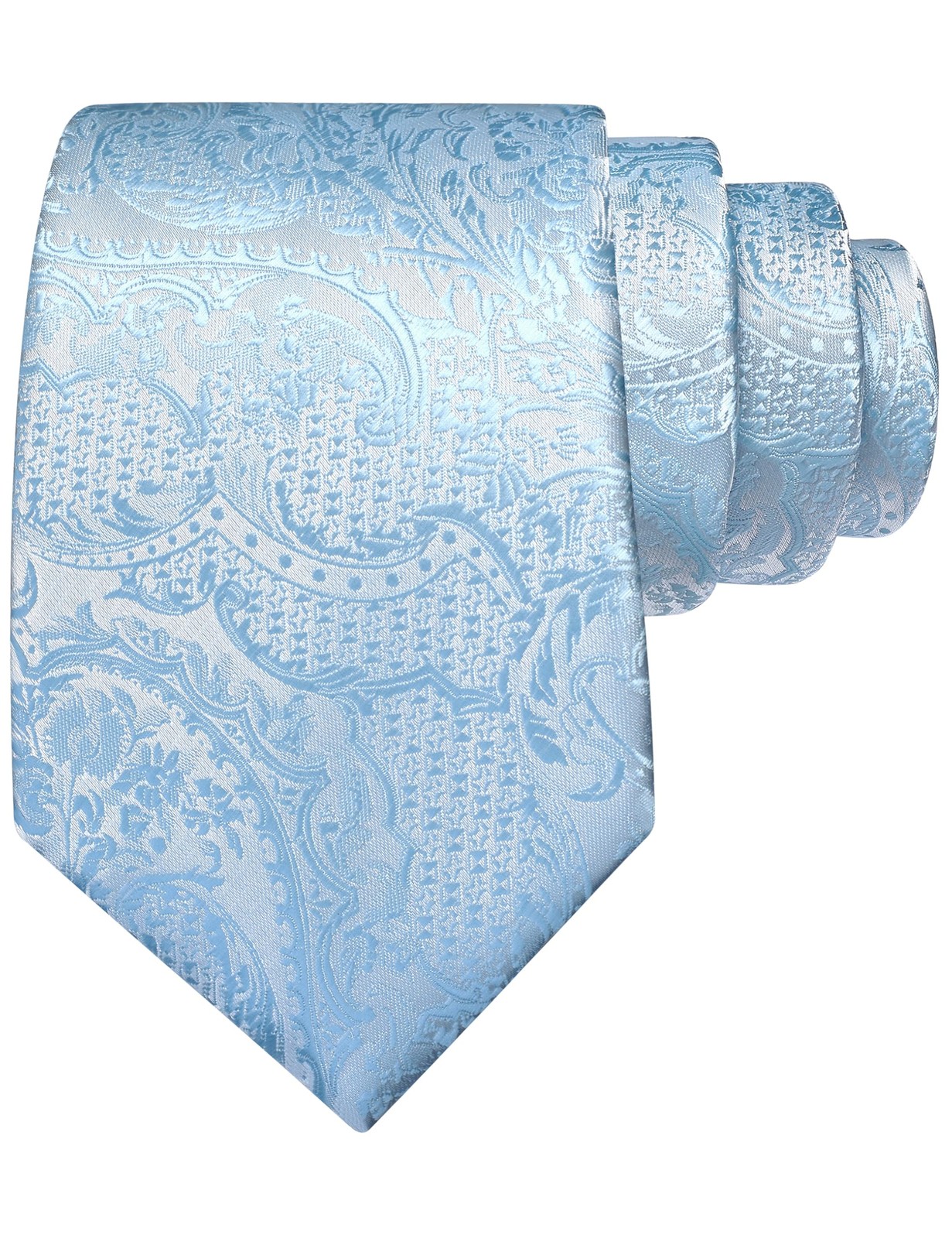Baby Blue Tie for Men Silk Blend Paisley Necktie for Wedding Business Party (...