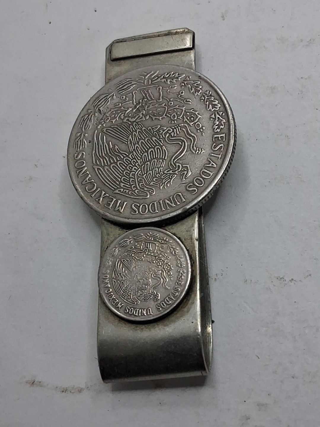 VTG Collectible Money Clip 5 Peso 50 Centavos Coin Signed Mexican Hecho En