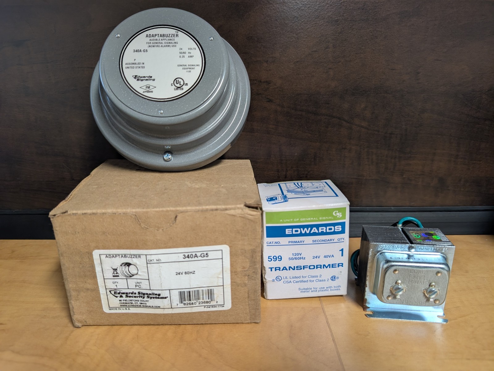 EDWARDS SIGNALING 340A-G5 24VAC BELL w/ EDWARDS TRANSFORMER 120V - 24V 40VA