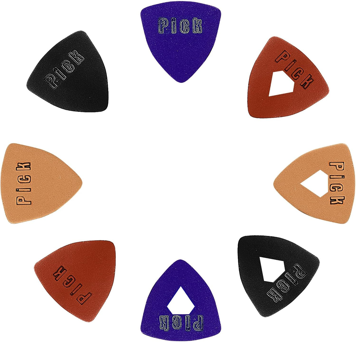 8 Pcs Soft Leather Ukulele Picks Includes 4 Hollow Diamond and 4 Triangle Sha...