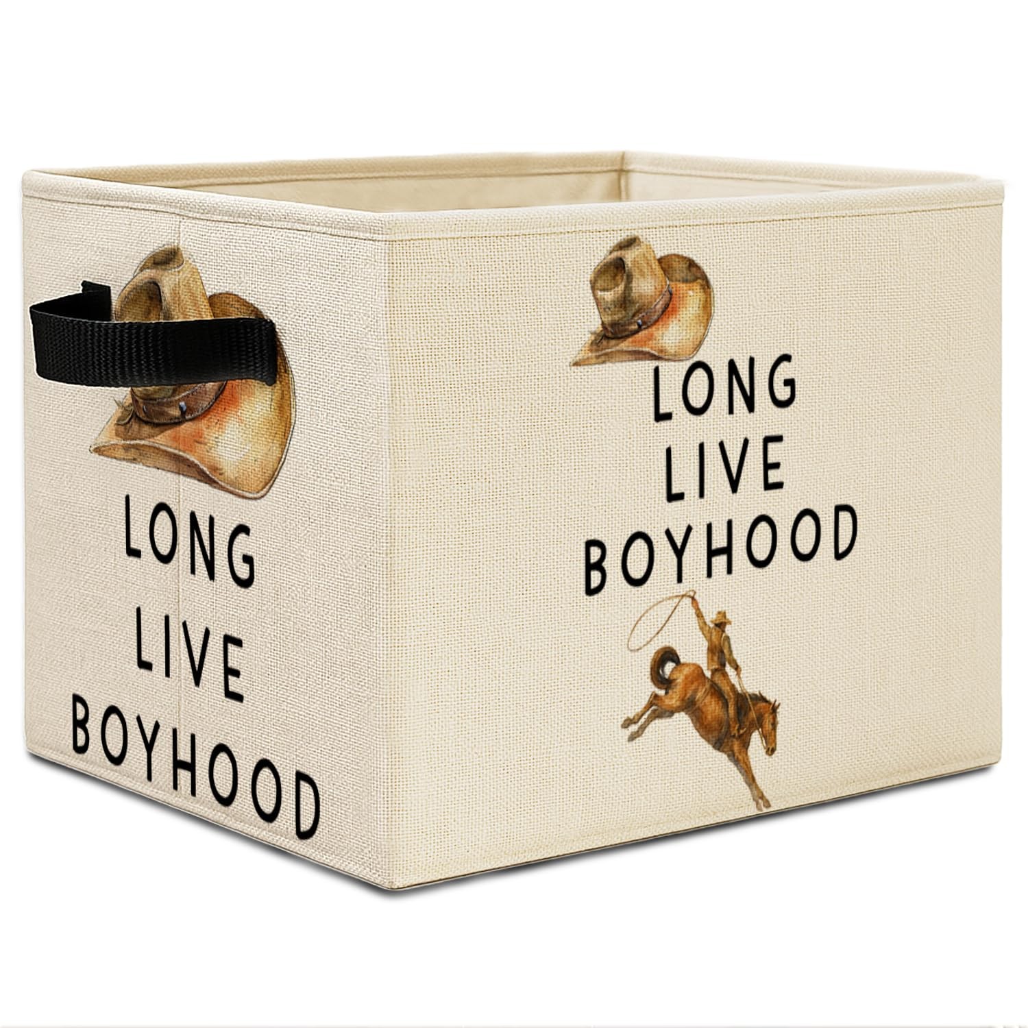 Western Cowboy Nursery Storage Bins,Long Live Boyhood Collapsible Storage Bas...
