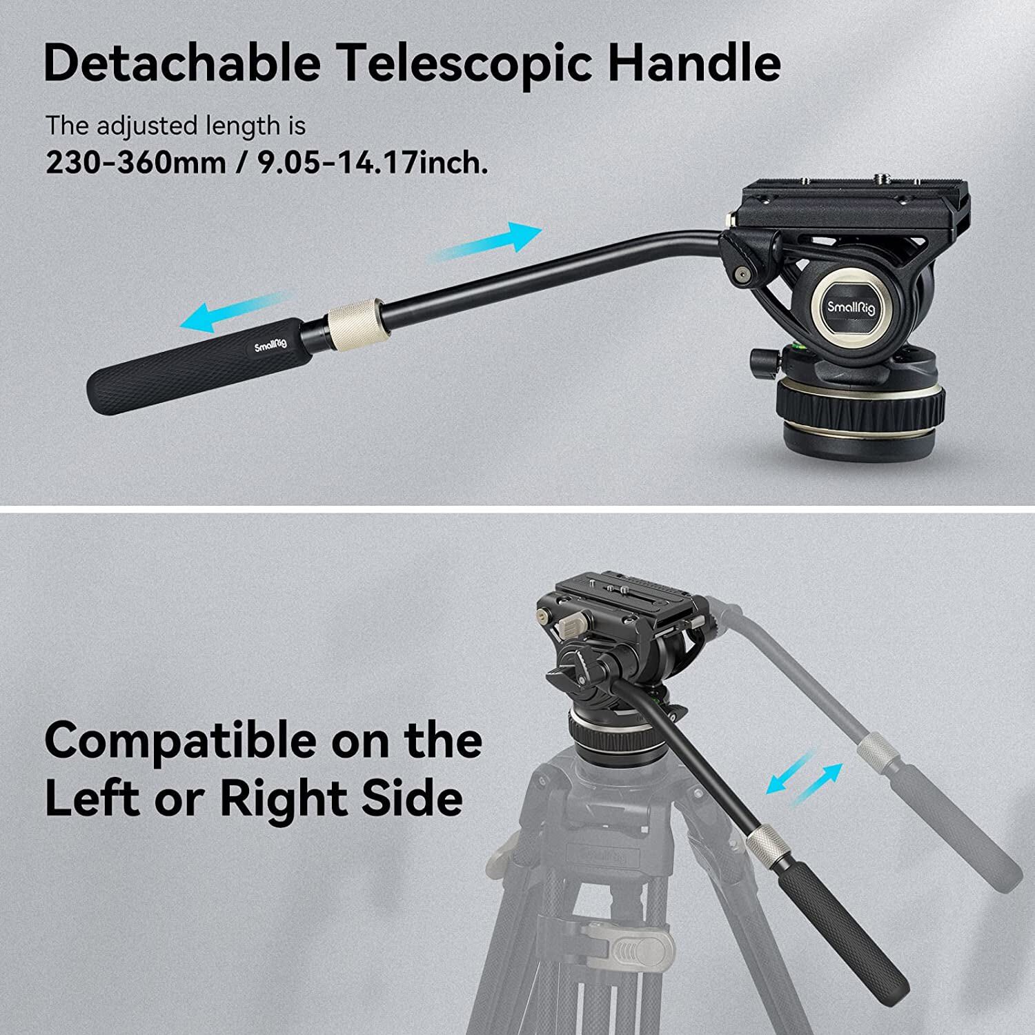 SmallRig DH10 Heavy Duty Tripod Fluid Video Head w/ Flat Base &Adjustable Handle