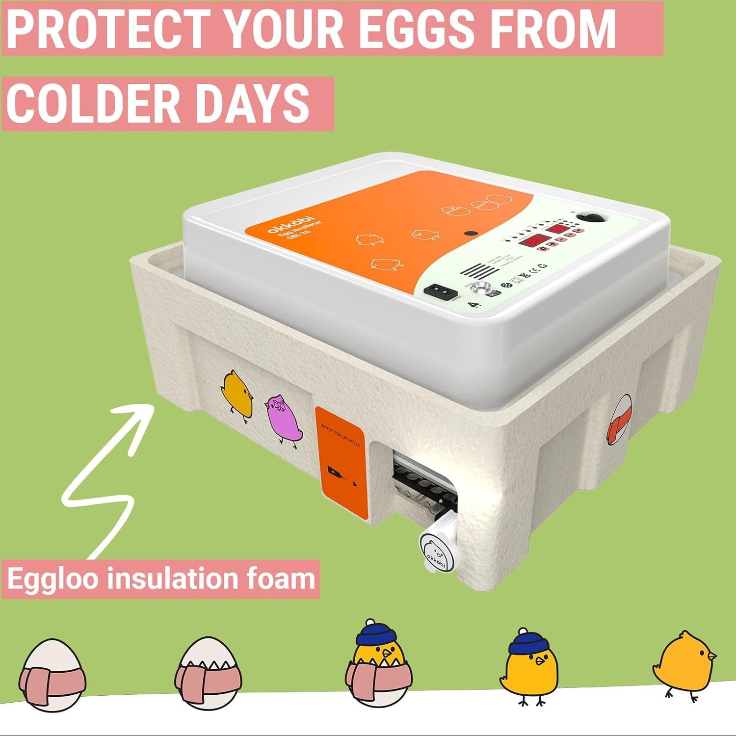 OBI-36 Egg Incubator for Hatching - 36 Eggs - Stable Temperature & Humidity C...
