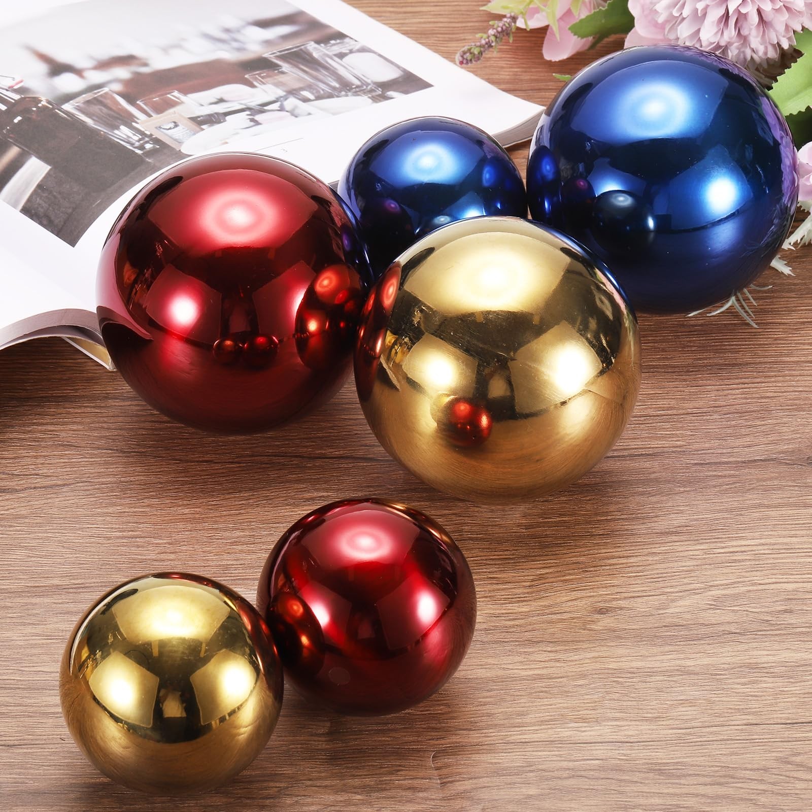 uxcell 2 Pcs Gazing Globe Decor Ball 3.5 Inch 90mm Inch, Ruby Red