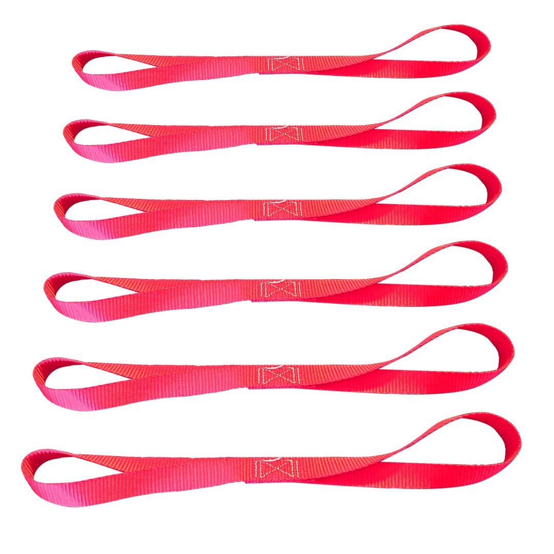 6 Pack 1" x 18" Soft Loop Tie Down Strap For Motorcycle Dirt-Bike ATV UTV Red