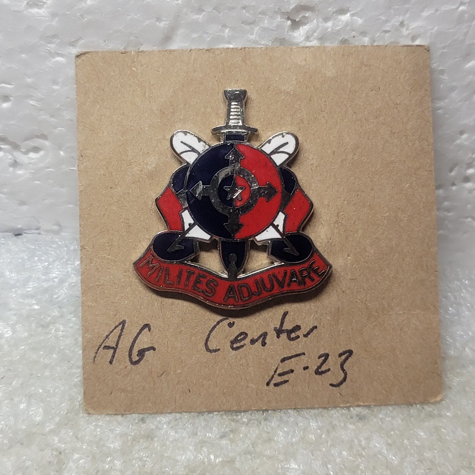 VTG US Army Adjutant General Reserve Components Center Pin DI DUI E23 Crest