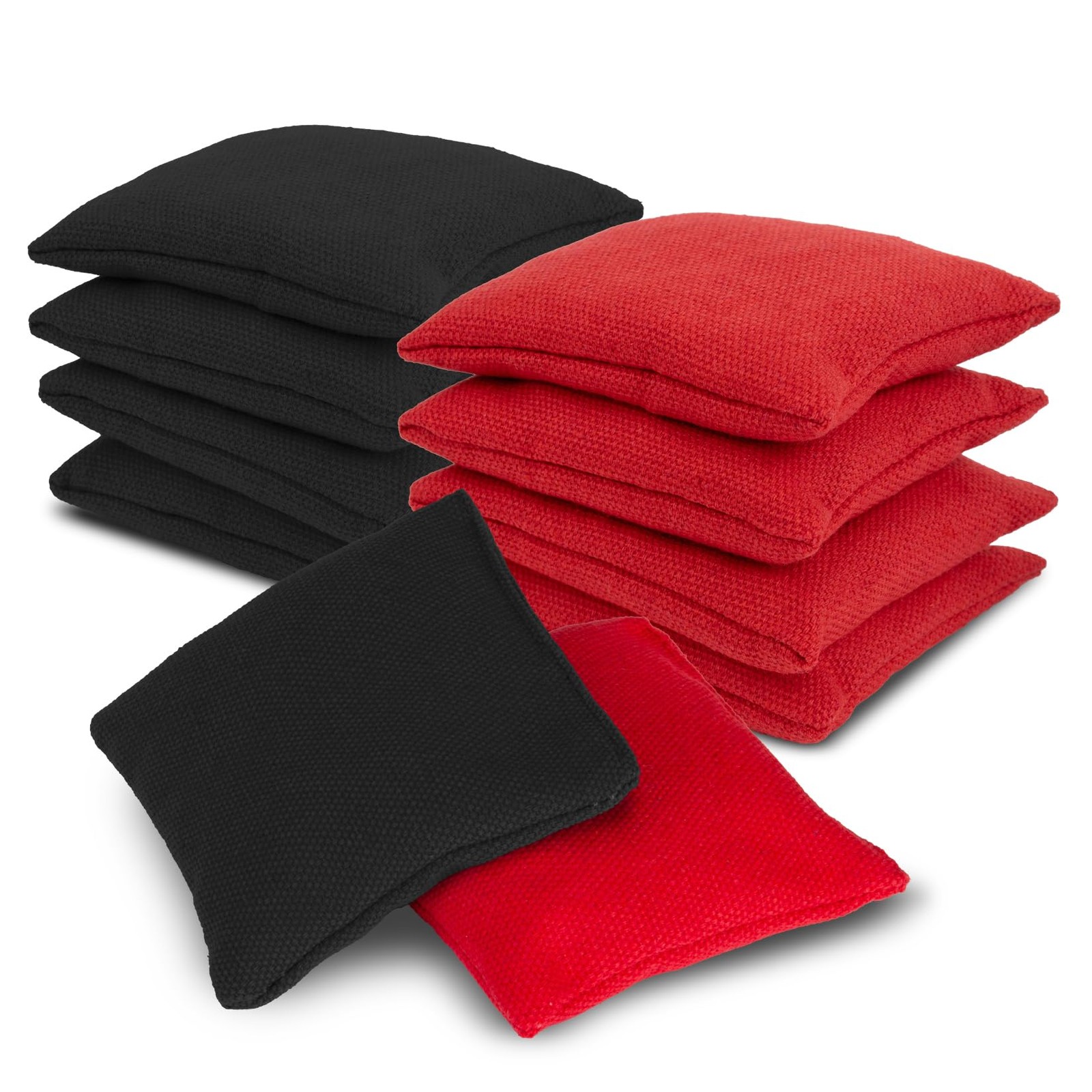 8 PCS Cornhole Bags - Bean for Cornhole, 4 3.1x3.1 inch, Black and red
