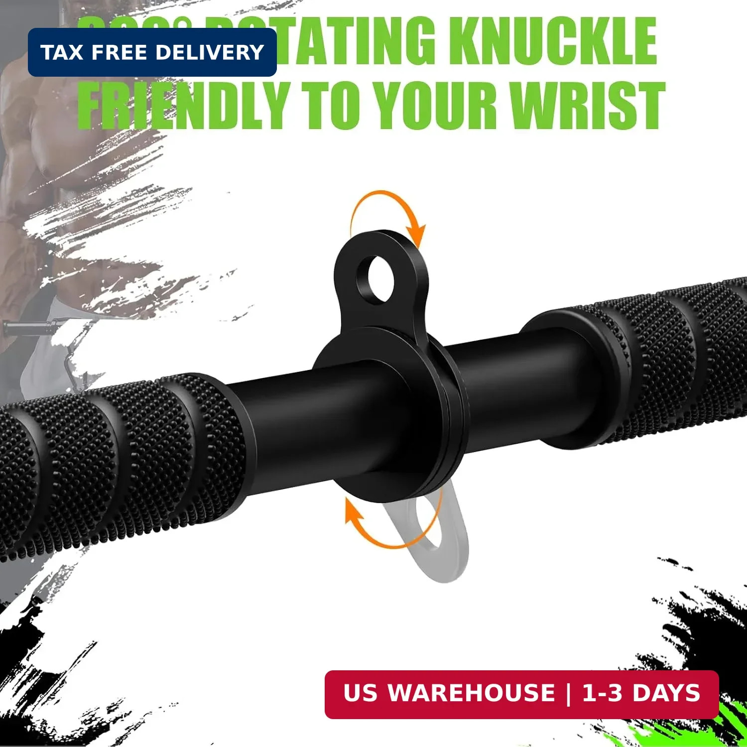 Tricep Pressdowns Straight Bar Cable Attachment ，360 Degree Rotating Bicep Pull