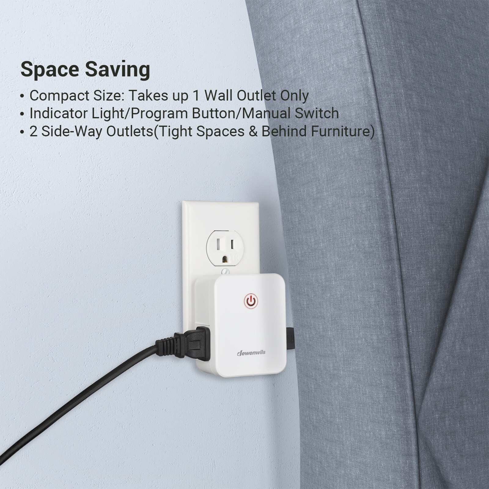 DEWENWILS Remote Control Outlet, Wireless Wall Light Switch 2 Side Outlets