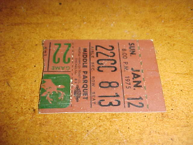 1975 Philadelphia 76ers v Milwaukee Bucks Basketball Ticket 1/12