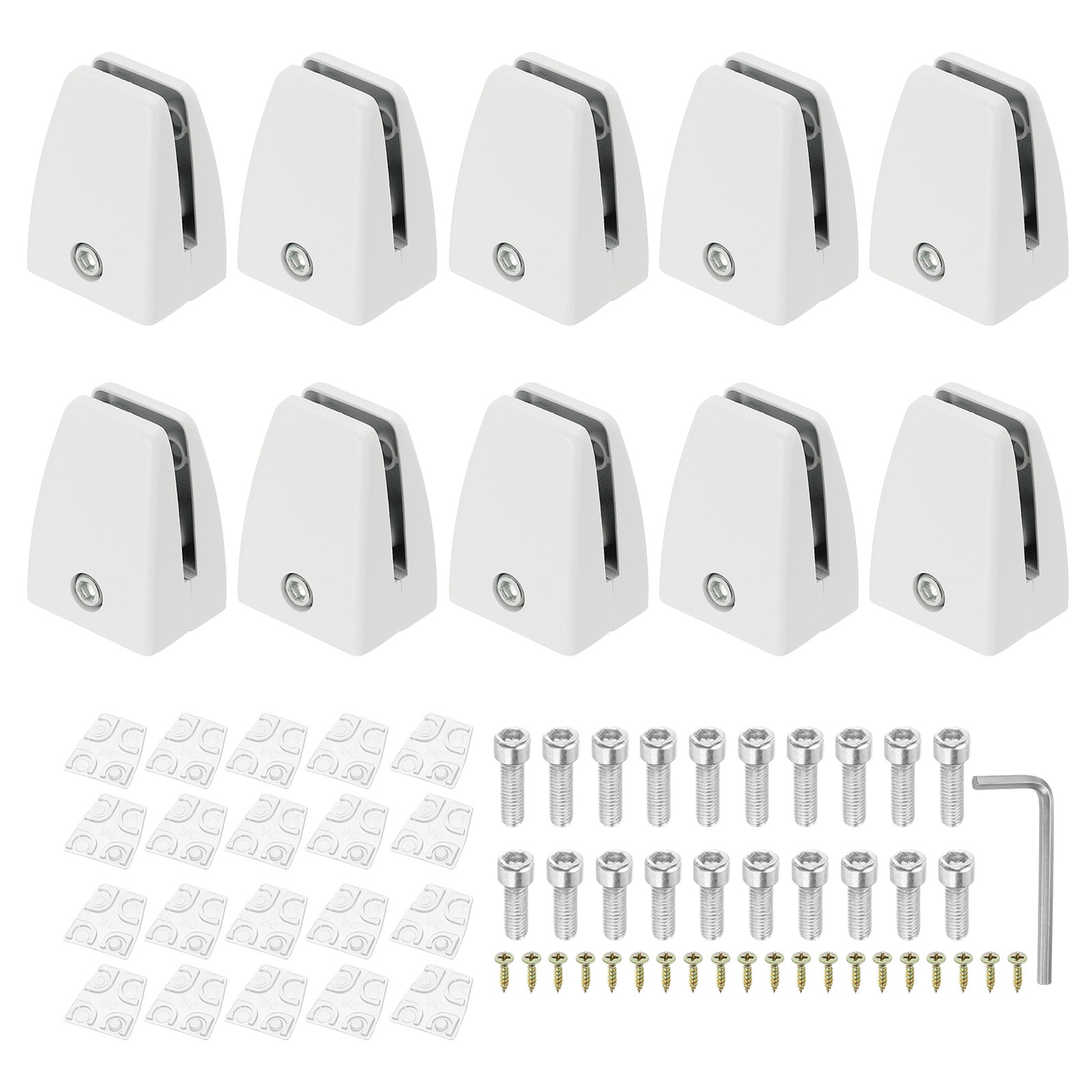 10 Pcs Adjustable Desk Divider Partition Clips, Sneeze Guard Support, White