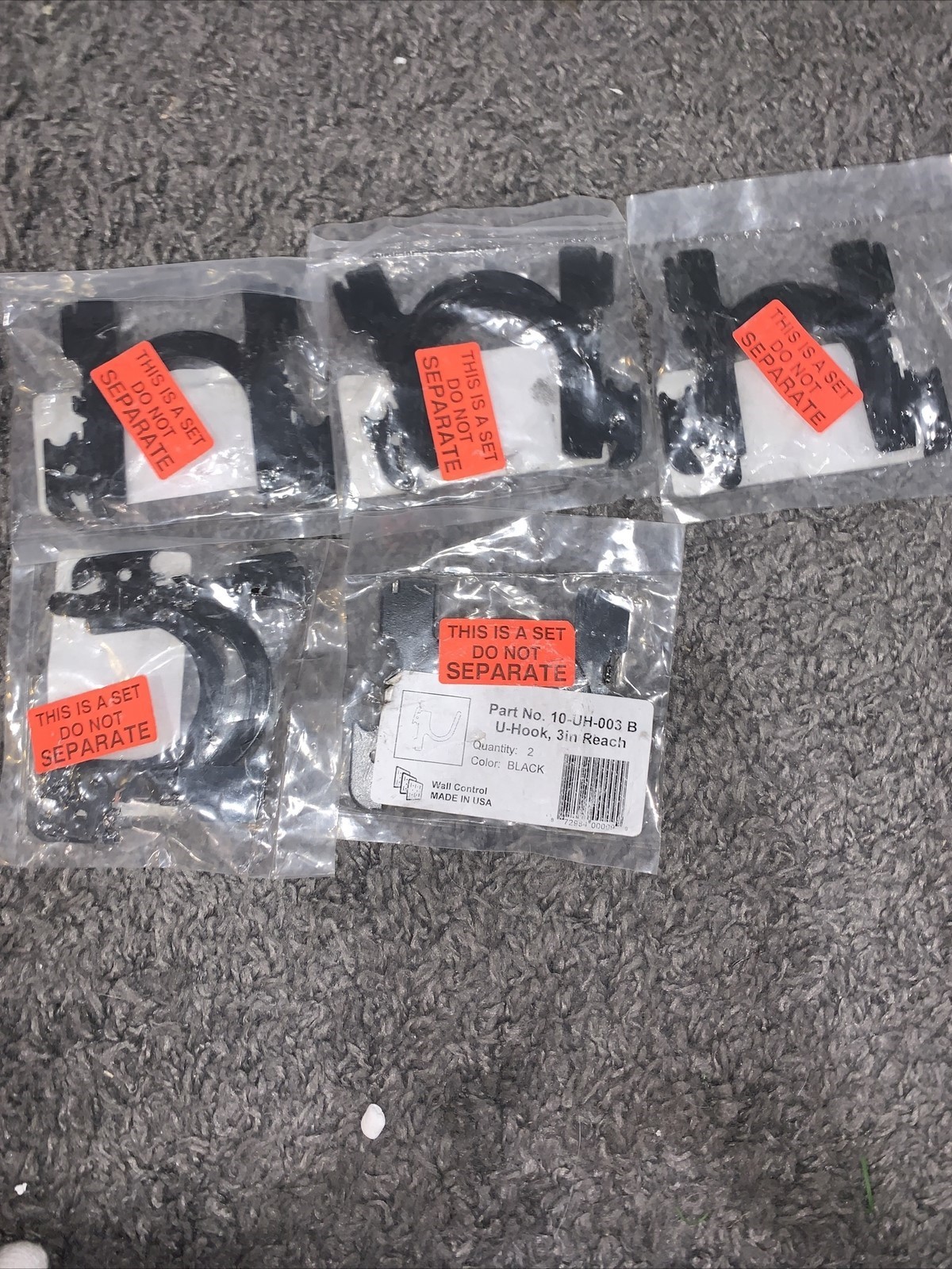 NEW-    âWall Control Slotted Pegboard U-Hook Metal Black 3" 10-UH-003 B