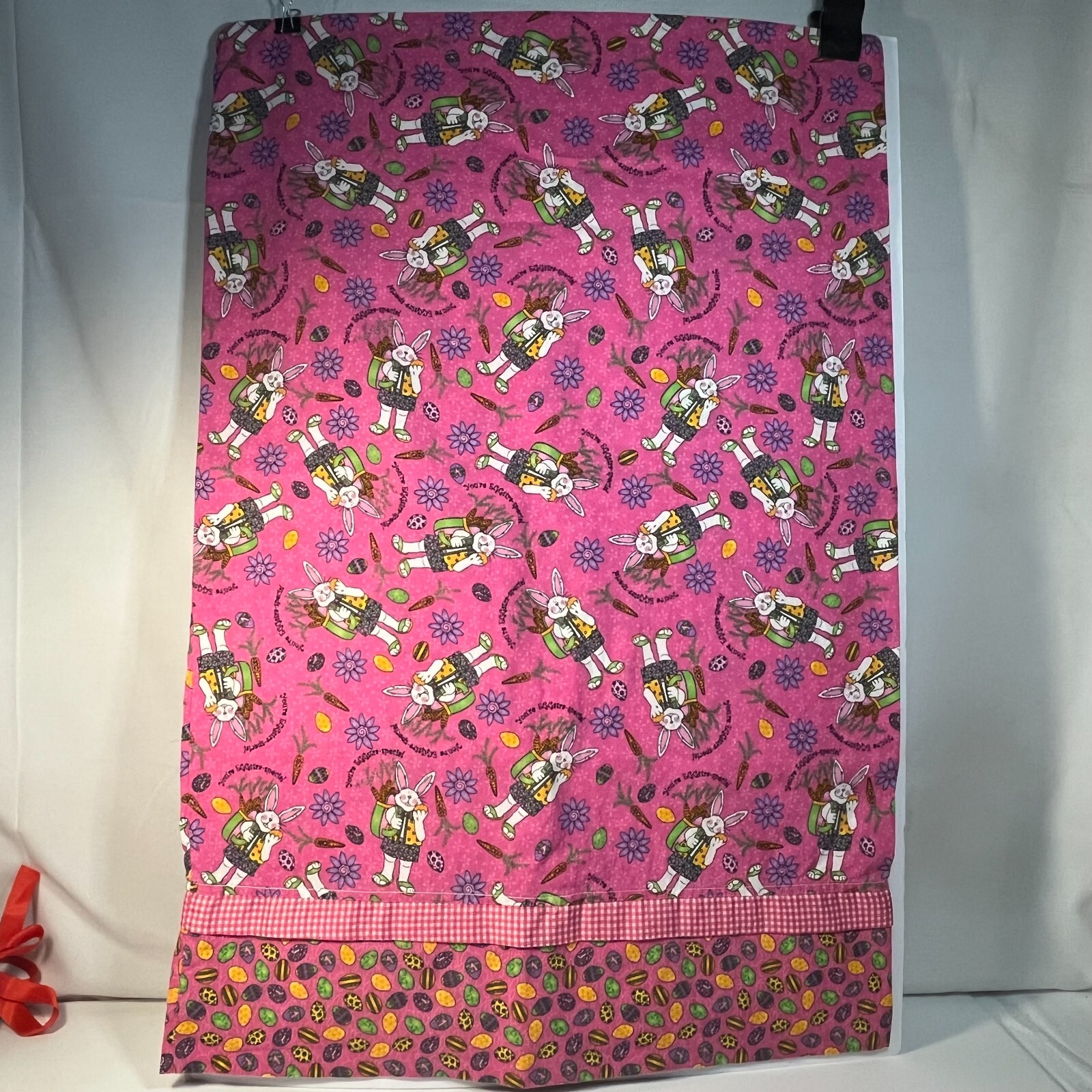 Handmade Easter Standard Pillow Case Bunny Eggs Carrots You're Eggstra-Special