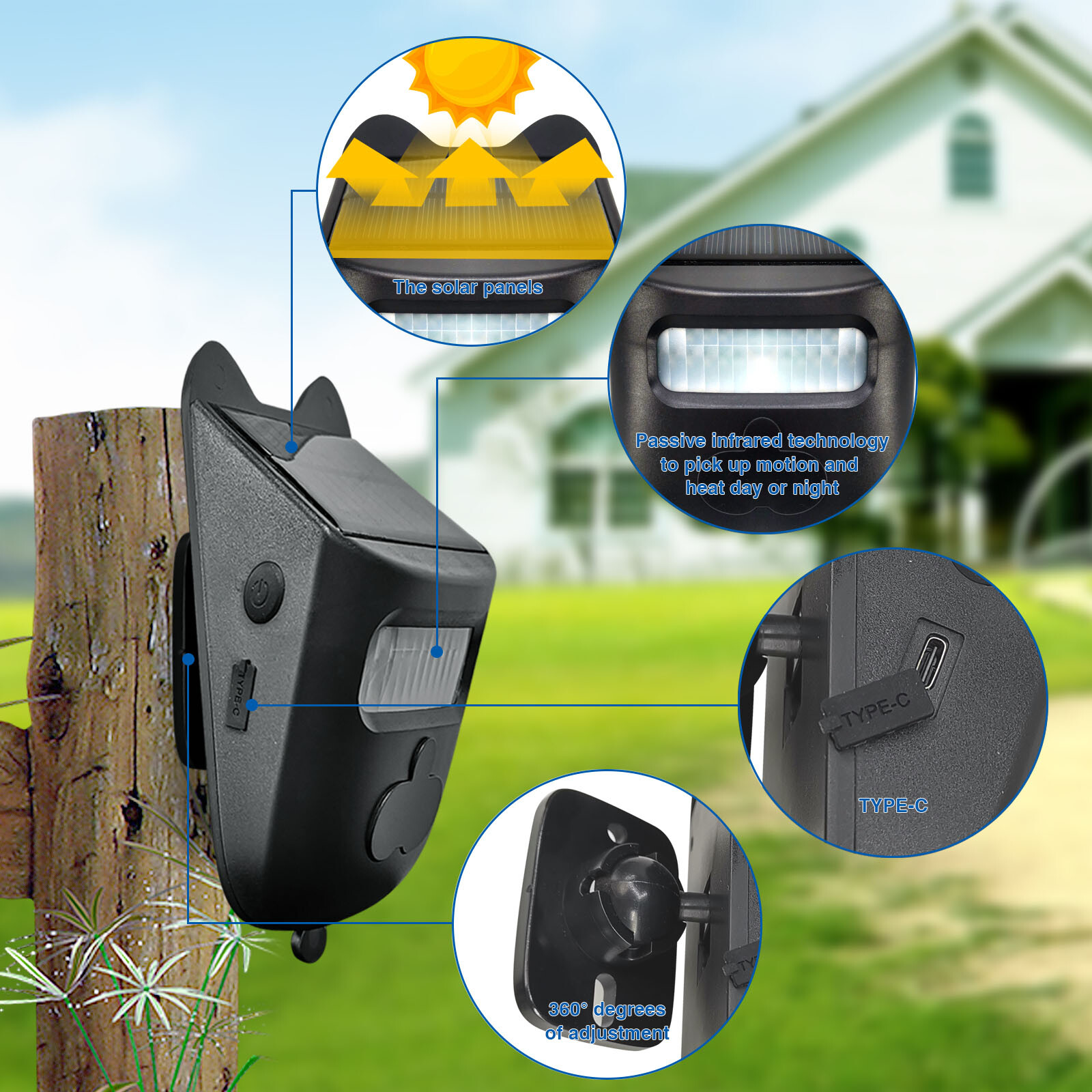 Solar Wireless Driveway Alarm Sensor Alert System Security Long Range IRDetector
