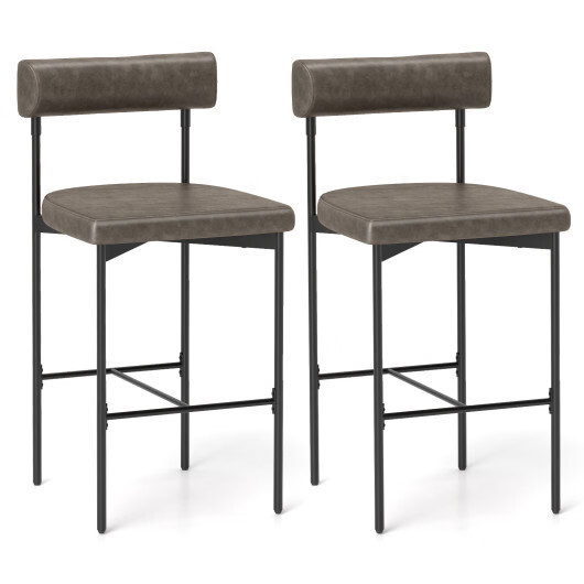 26 Inch Upholstered Bar Stools Set of 2 Counter Height Bar Chairs with Backrest-