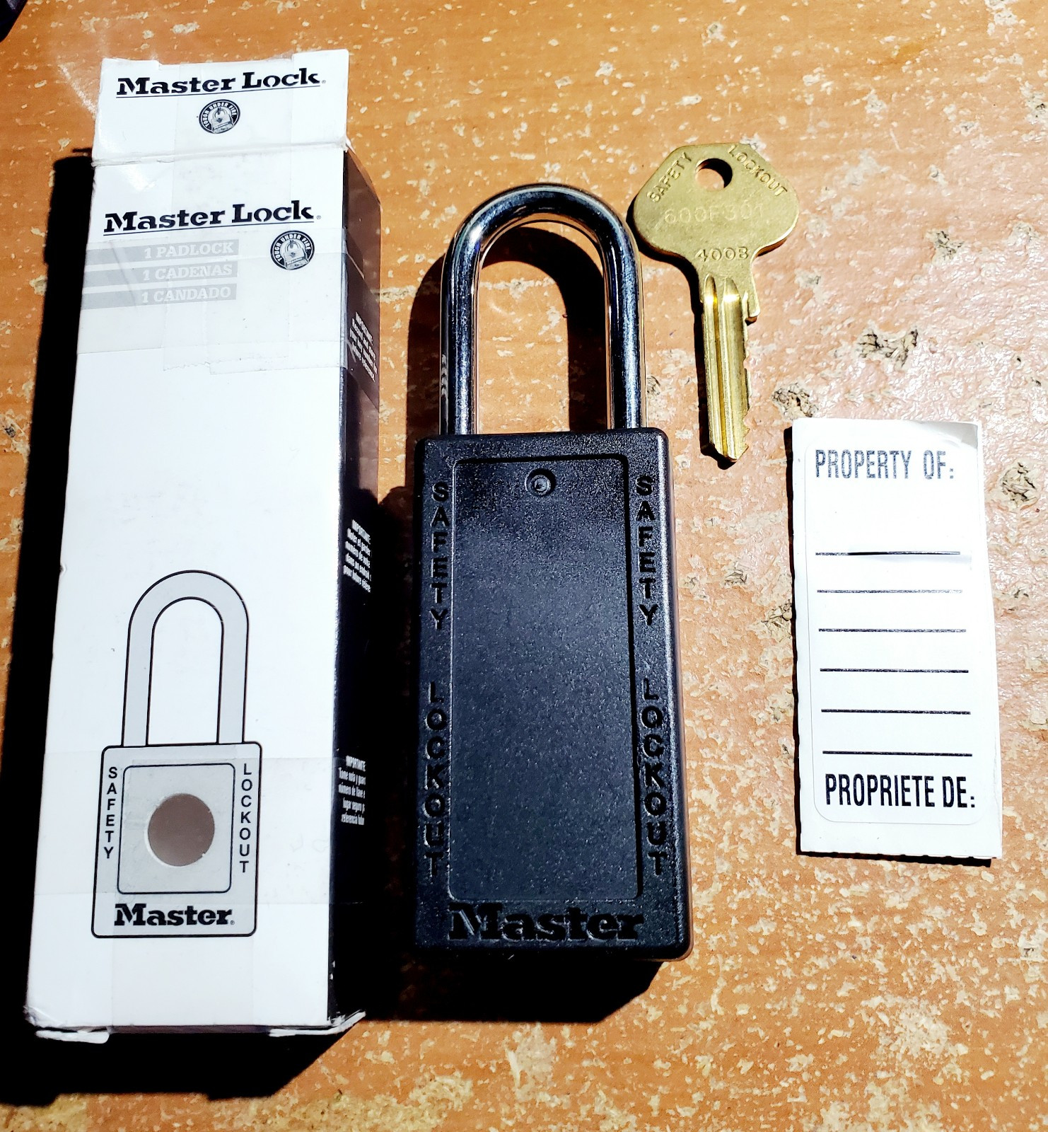 Master Lock Black Lockout Tagout Safety Padlock With Key, Metal Shackle And