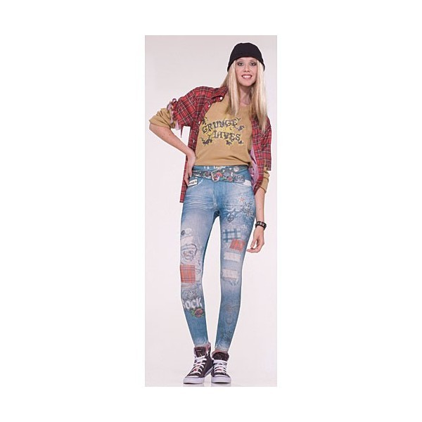 Grunge Leggings Blue Jeans Rock Rose SKELETON Adult Costume WITH BELT Women xs/s