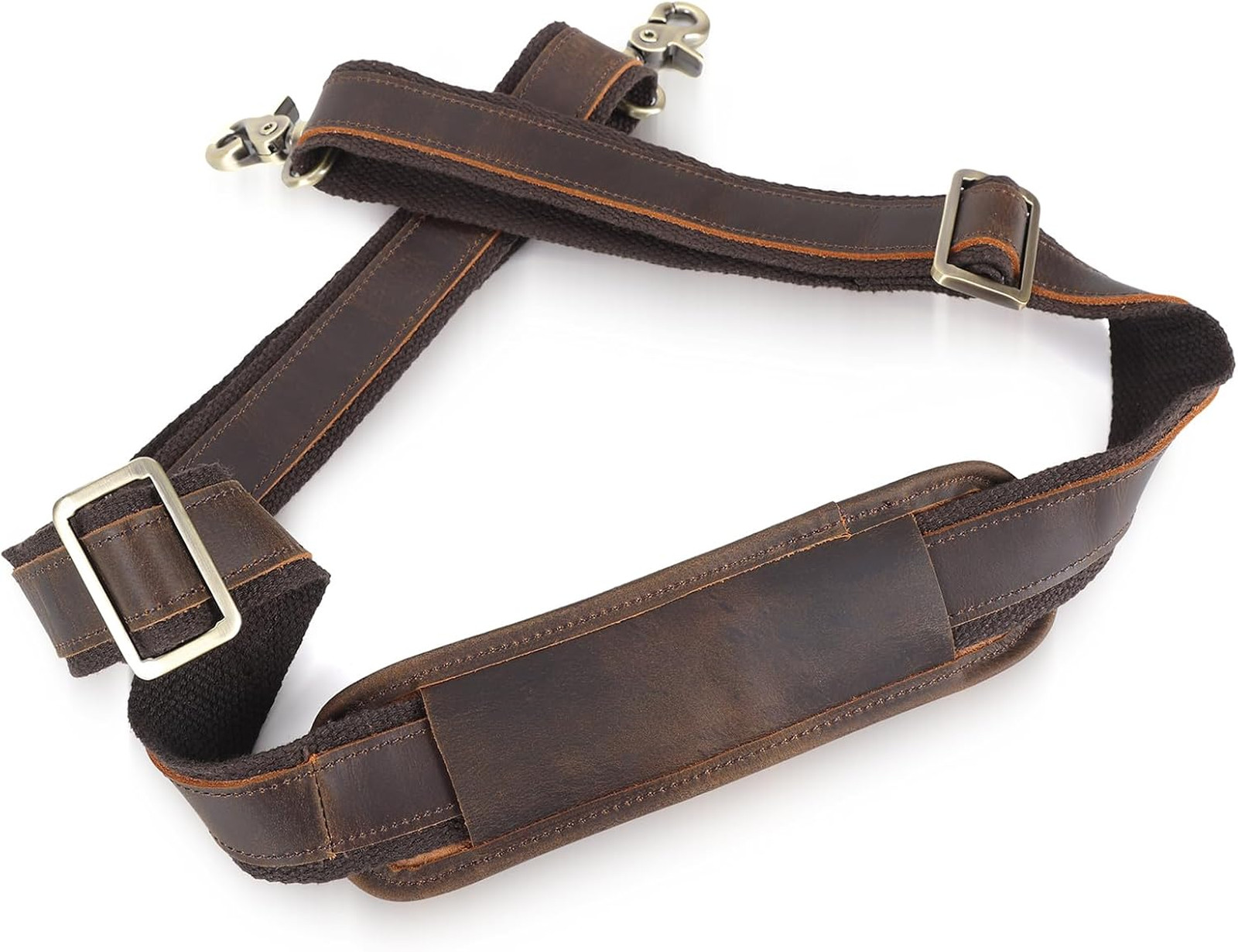Full Grain Leather Shoulder Strap Adjustable Replacement Bag Strap with Metal
